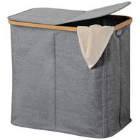 WÄSCHESAMMLER mit 2 Kammern 50/33/54,5 cm - Grau, Textil (33/54.5/50cm) - Kesper