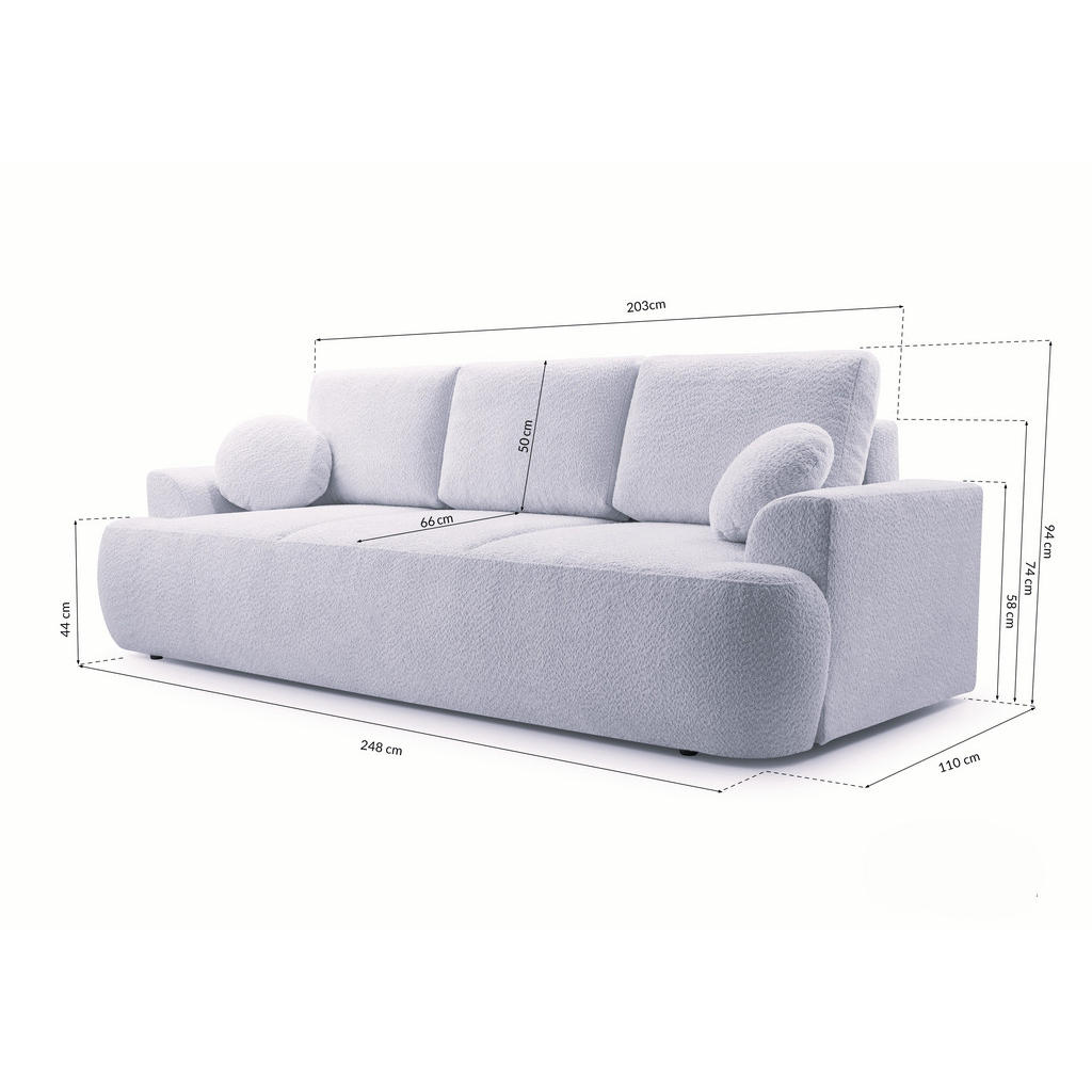 Thumbnail - Masseno Bettsofa, Schwarz, Textil, 4-Sitzer, 110x94x248 cm, Wohnzimmer, Sofas & Couches, Schlafsofas