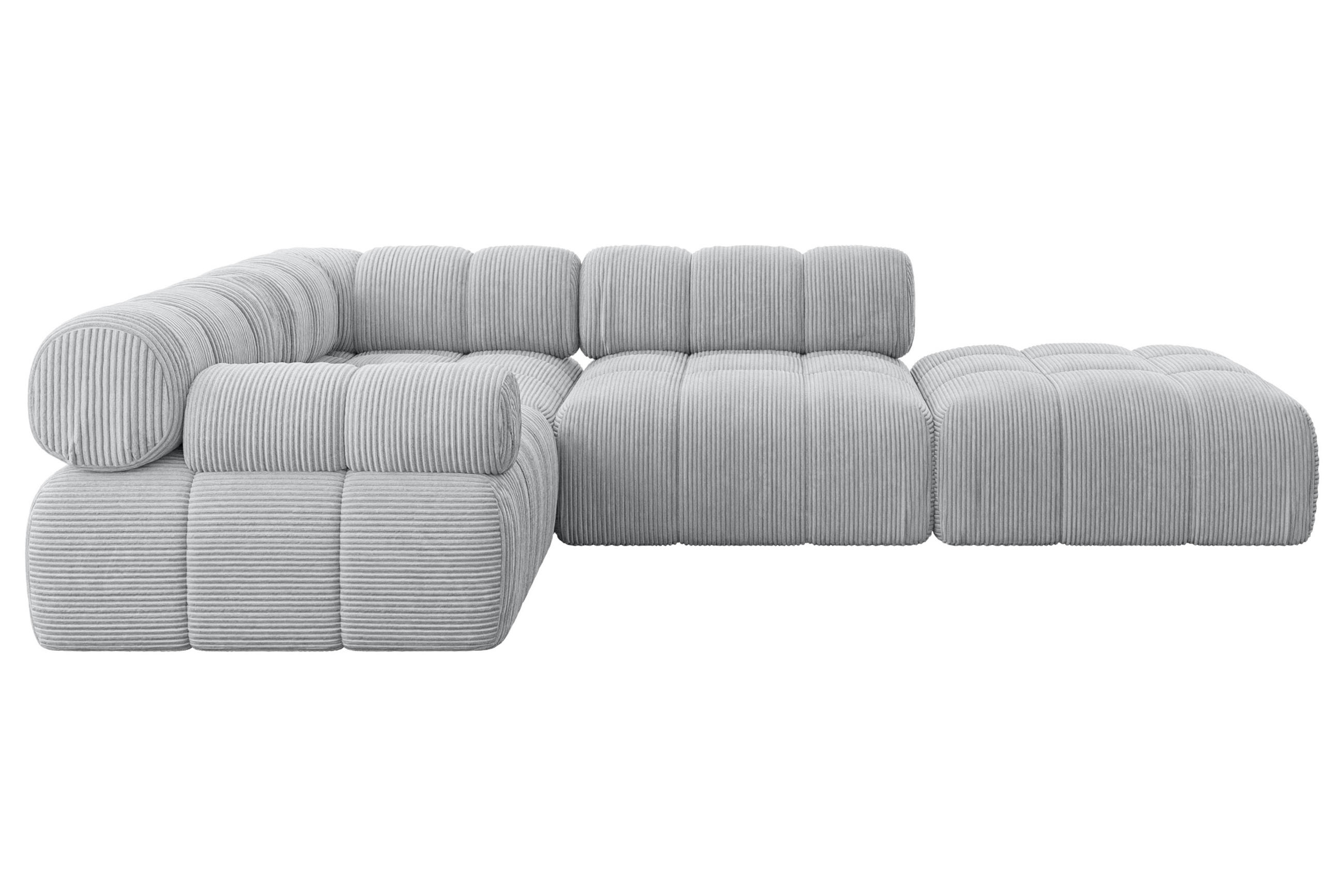 ECKSOFA modulares Sofa Felto-L1 - 285x190x70 cm Grau Cord - Grau, Holzwerkstoff/Textil (285/190cm) - ALTDECOR