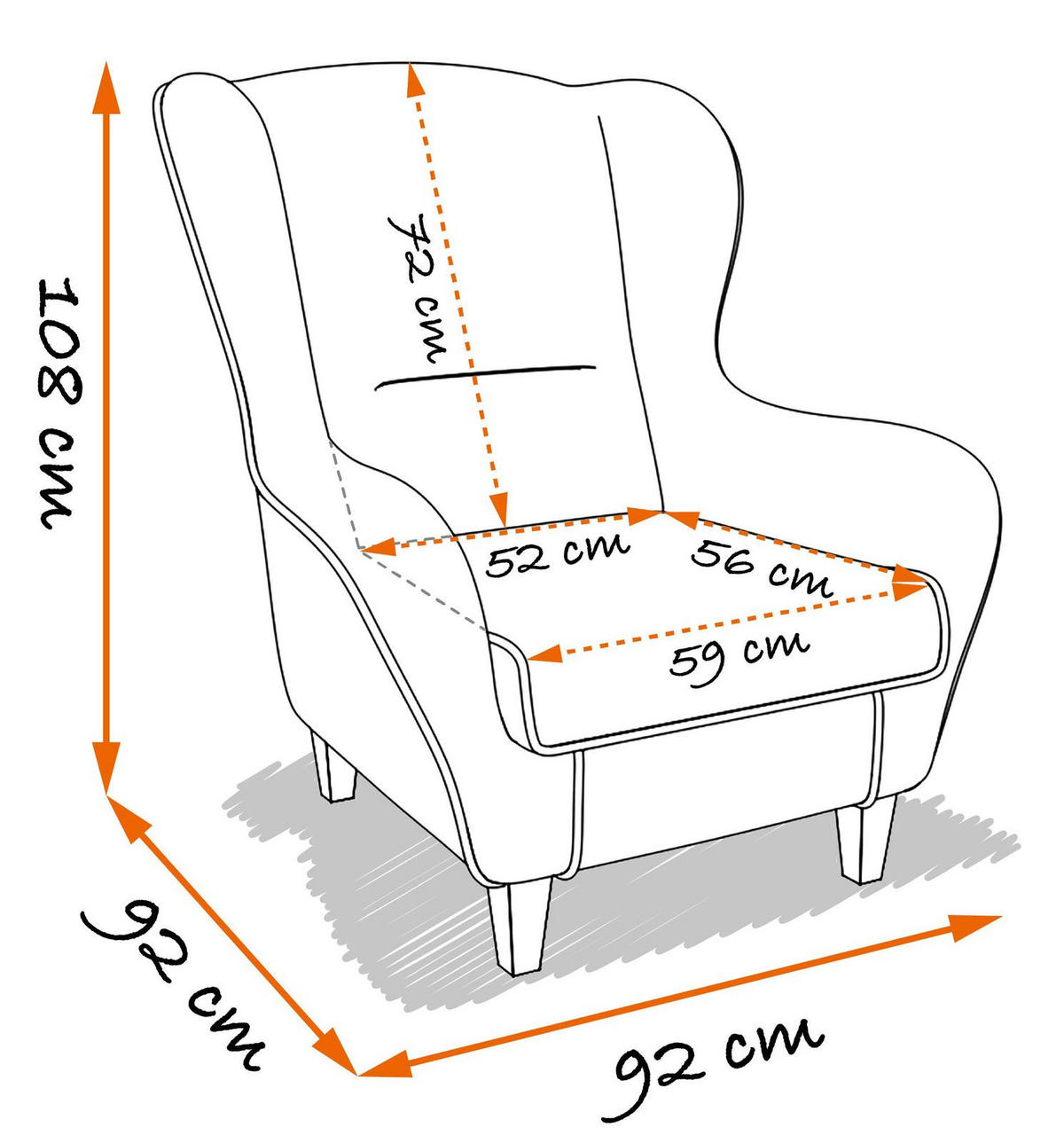 OHRENSESSEL Sofia Relaxsessel mit Hocker | Design Patchwork Love - Dunkelgrau/Rot, Textil (92/68/95cm) - Supellex