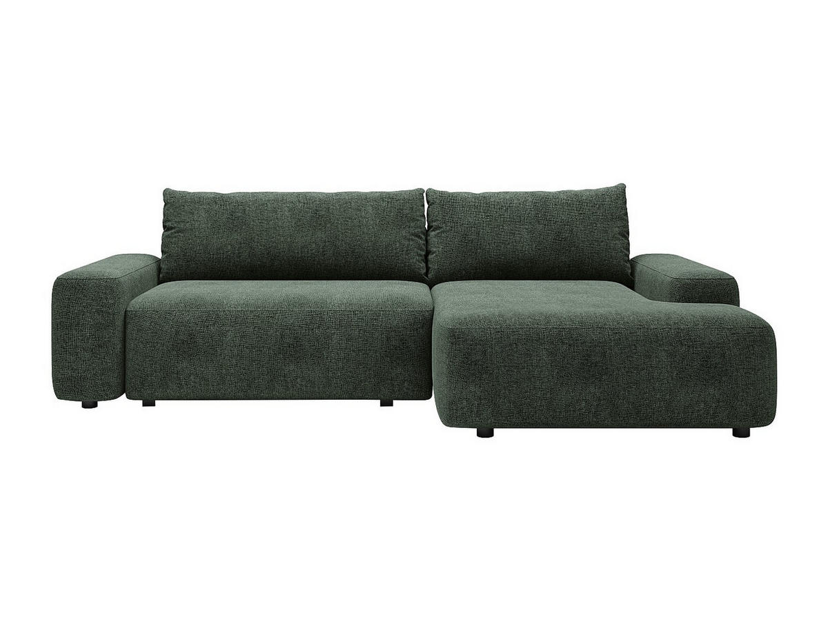ECKSOFA mit Schlaffunktion - Ecke rechts - Strukturstoff - Grün - DAVISO - Grün, Textil (264/162cm) - Vente-Unique