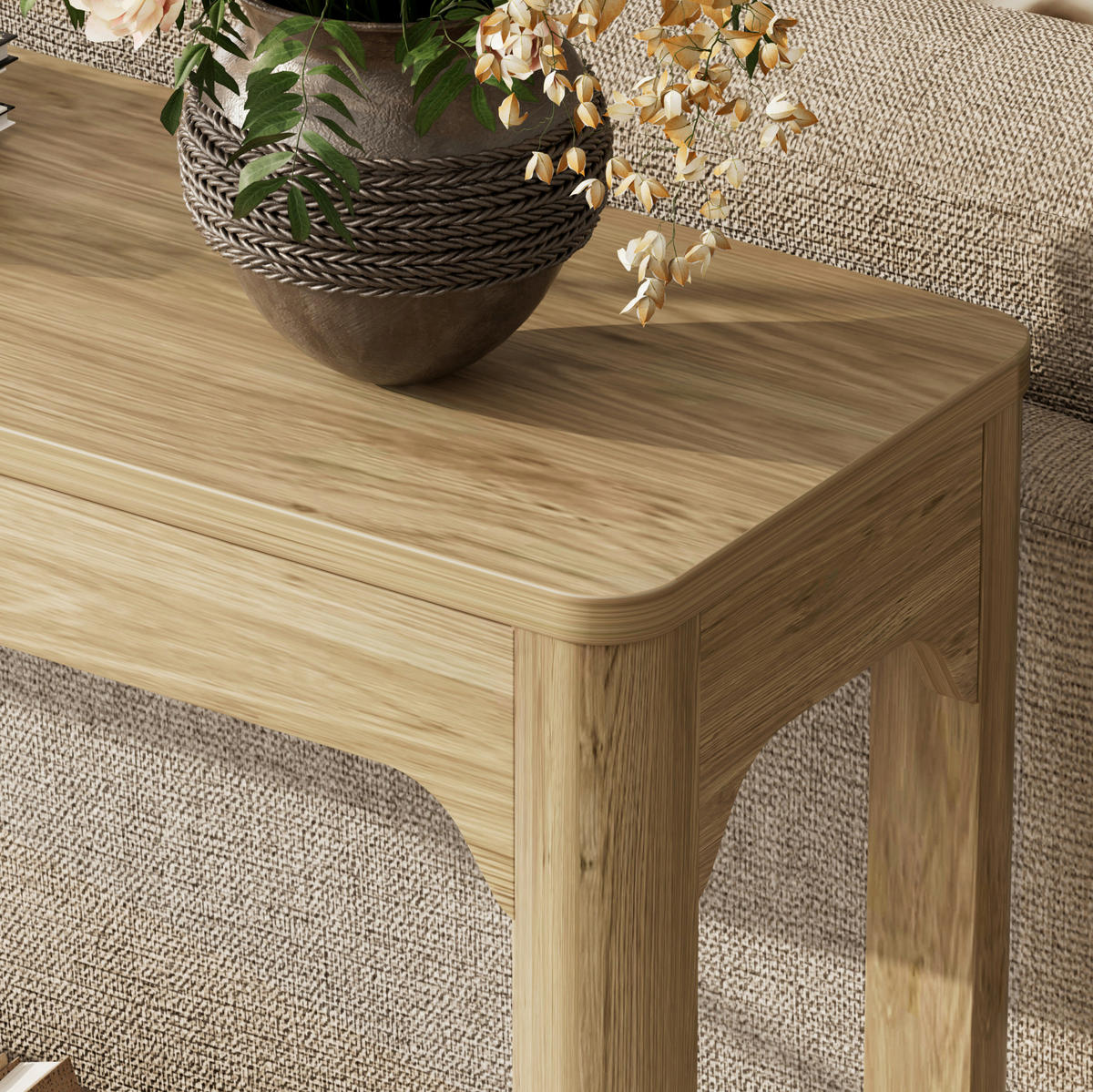 KONSOLENTISCH aus MDF 140x30x79 cm naturfarben mit 2 offenen Ablagen - Naturfarben, Holzwerkstoff (140/30/79cm) - IVMEU