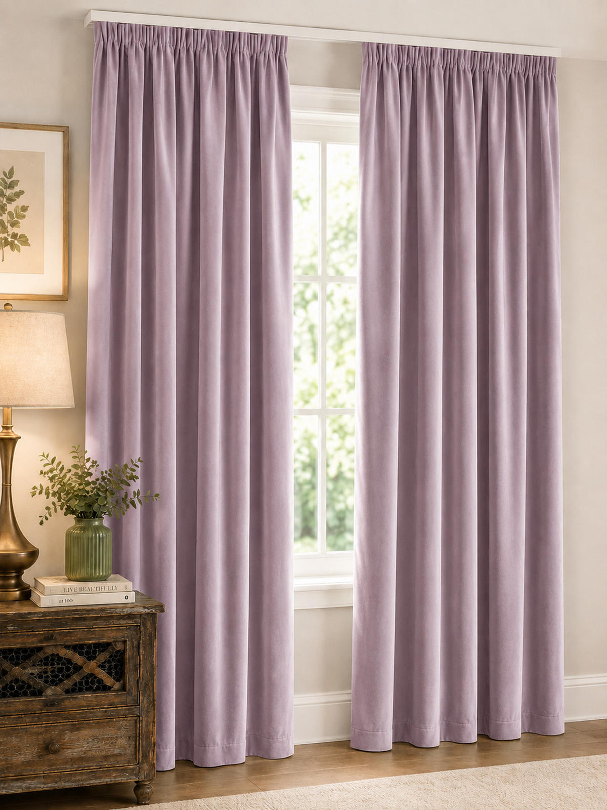 VORHANG Kräuselband Samt 140/145 cm altrosa - Altrosa, Textil (140/145cm) - TiborTex