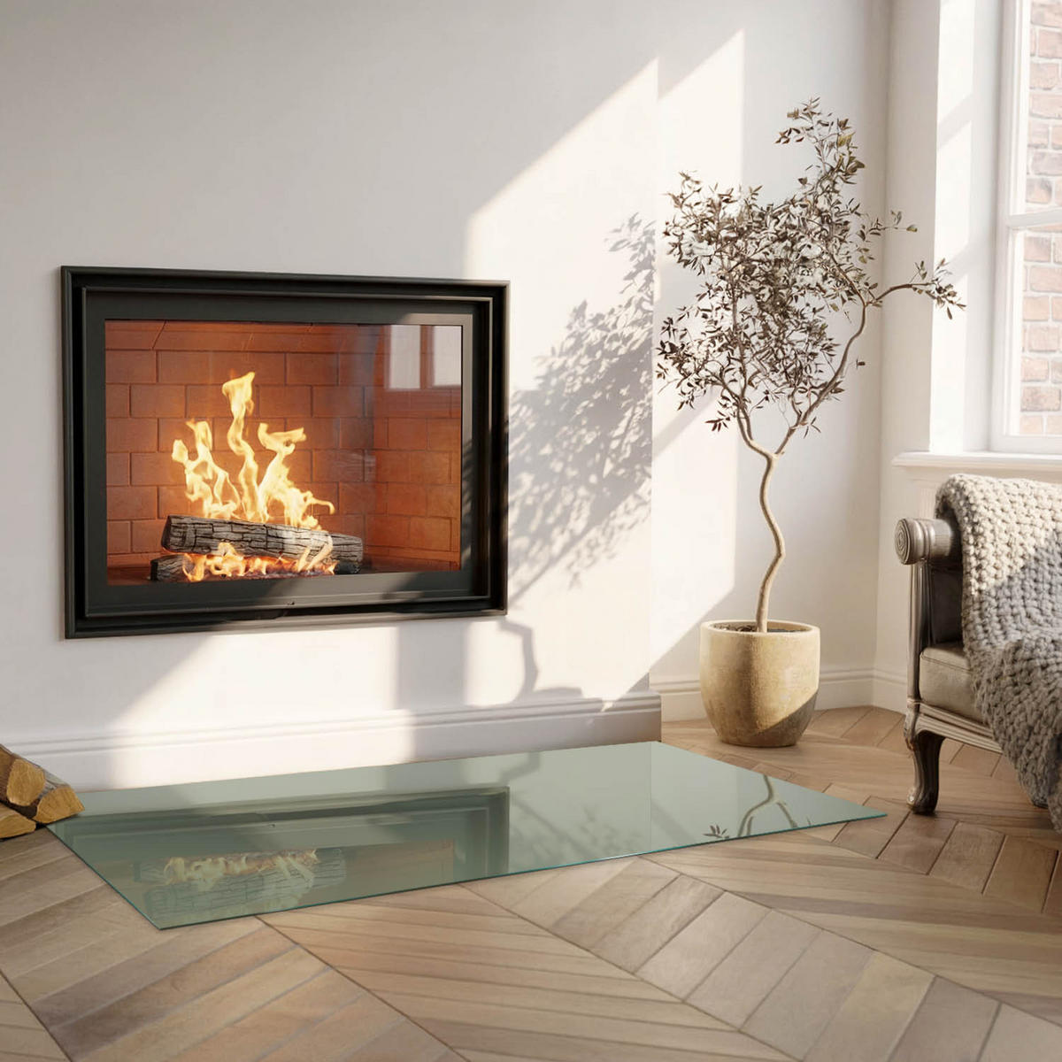 GLASPLATTE für Kamin 125x50 cm - Grün, Glas (125/50/0.4cm) - TULUP