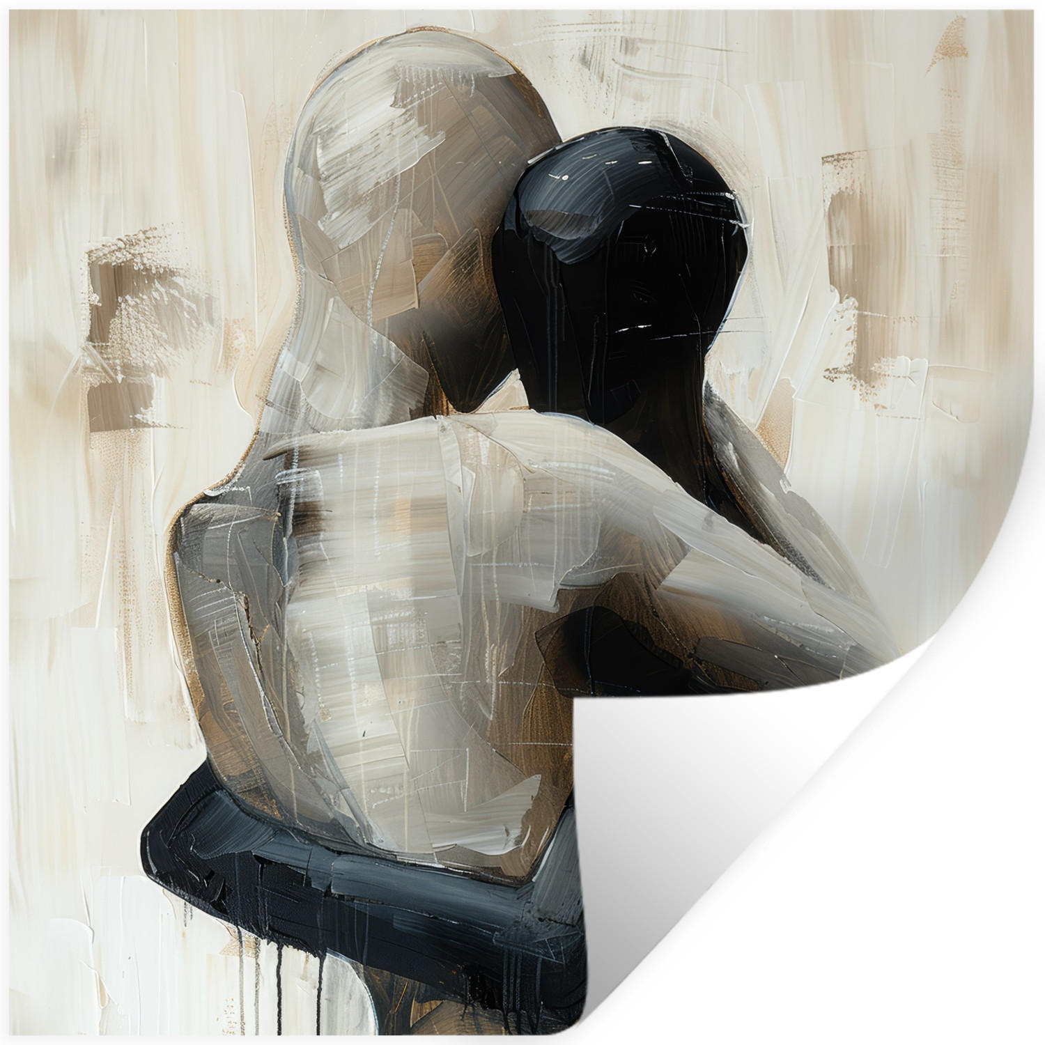 WANDTATTOO Abstrakt - Liebe - Schwarz und weiß - Modern 50x50 cm - Schwarz, Kunststoff (50/50/0.1cm) - MuchoWow