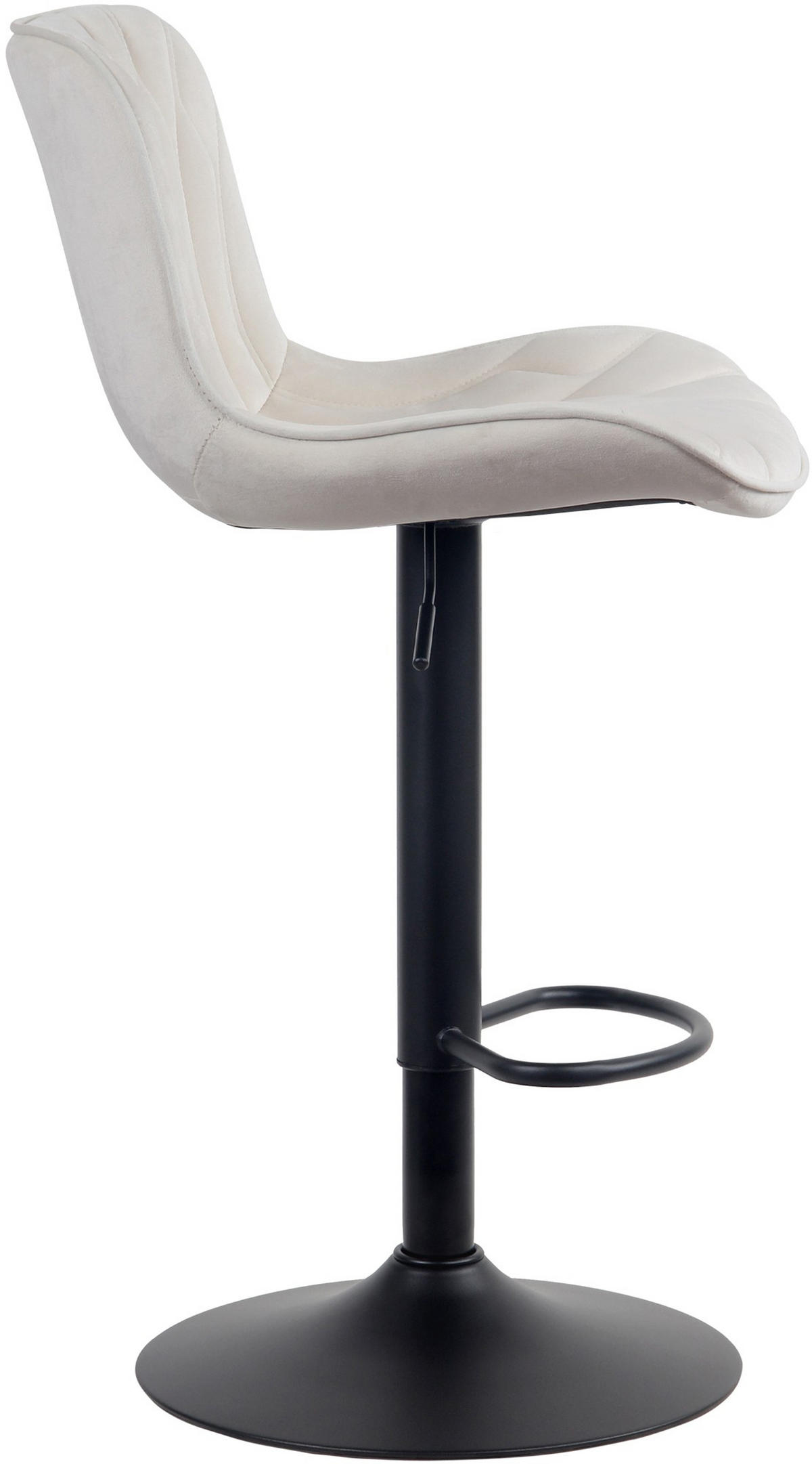 BARHOCKER Linea Samt creme - Schwarz/Naturfarben, Textil/Metall (48/107/54cm) - TPFLiving