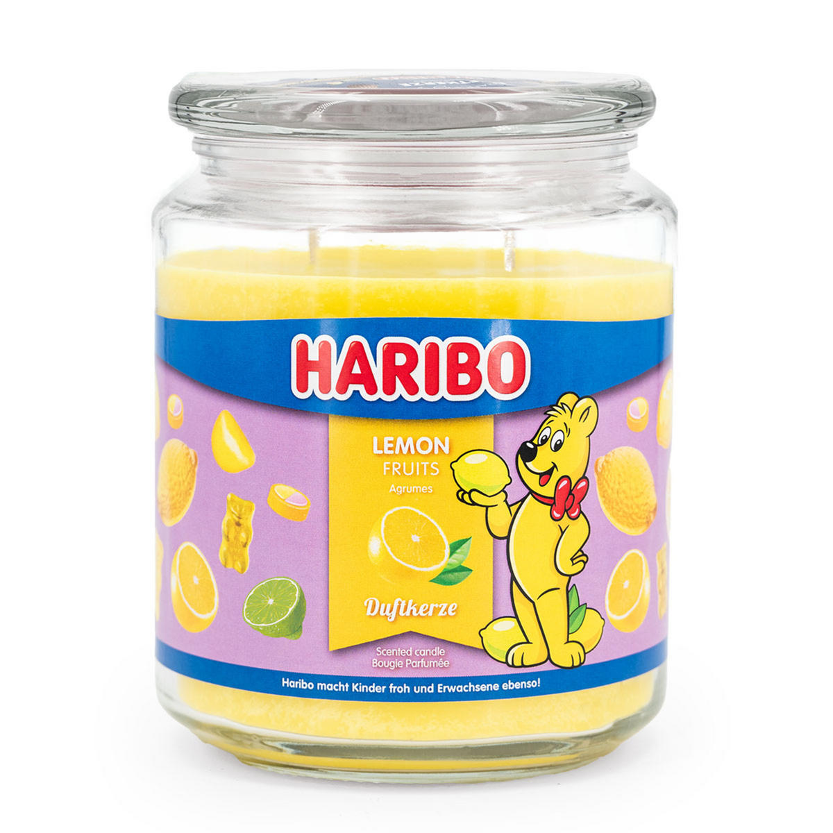 DUFTKERZE Haribo - Gelb, Glas/Naturmaterialen (13cm)