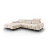 ELEKTRISCHES-ECKSOFA links Alyse aus Samt leichtes beige 5 Sitzplätze - Beige, Textil (188/295cm) - Micadoni