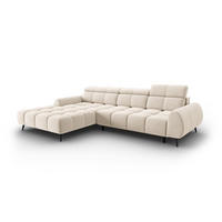 ELEKTRISCHES-ECKSOFA links Alyse aus Samt leichtes beige 5 Sitzplätze - Beige, Textil (188/295cm) - Micadoni