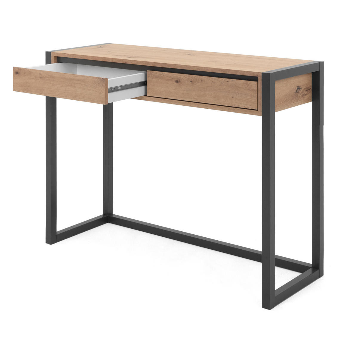 KONSOLENTISCH Eiche Artisan, grau 100 cm Industrial Design, Ablagetisch mit Schubladen - Anthrazit/Eiche Artisan, Holzwerkstoff (35/100/75cm) - Furn.Design
