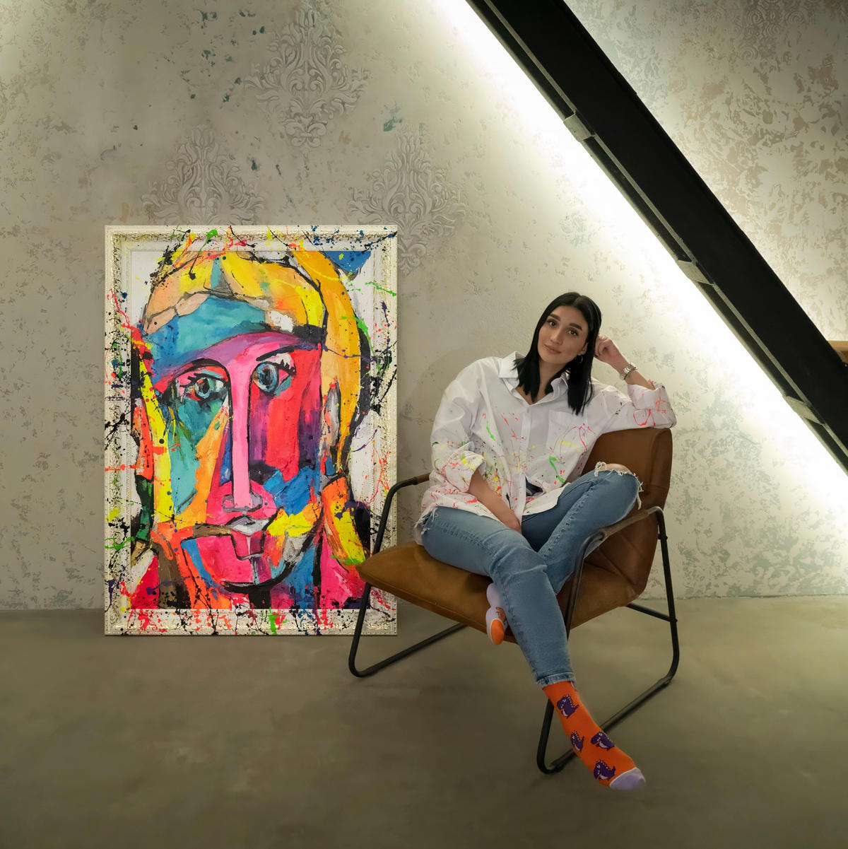 GEMÄLDE Emotionen der Farbe Schattenfugenrahmen Weiß 140x100 cm - Weiß, Holz (140/100cm) - YS-art gallery