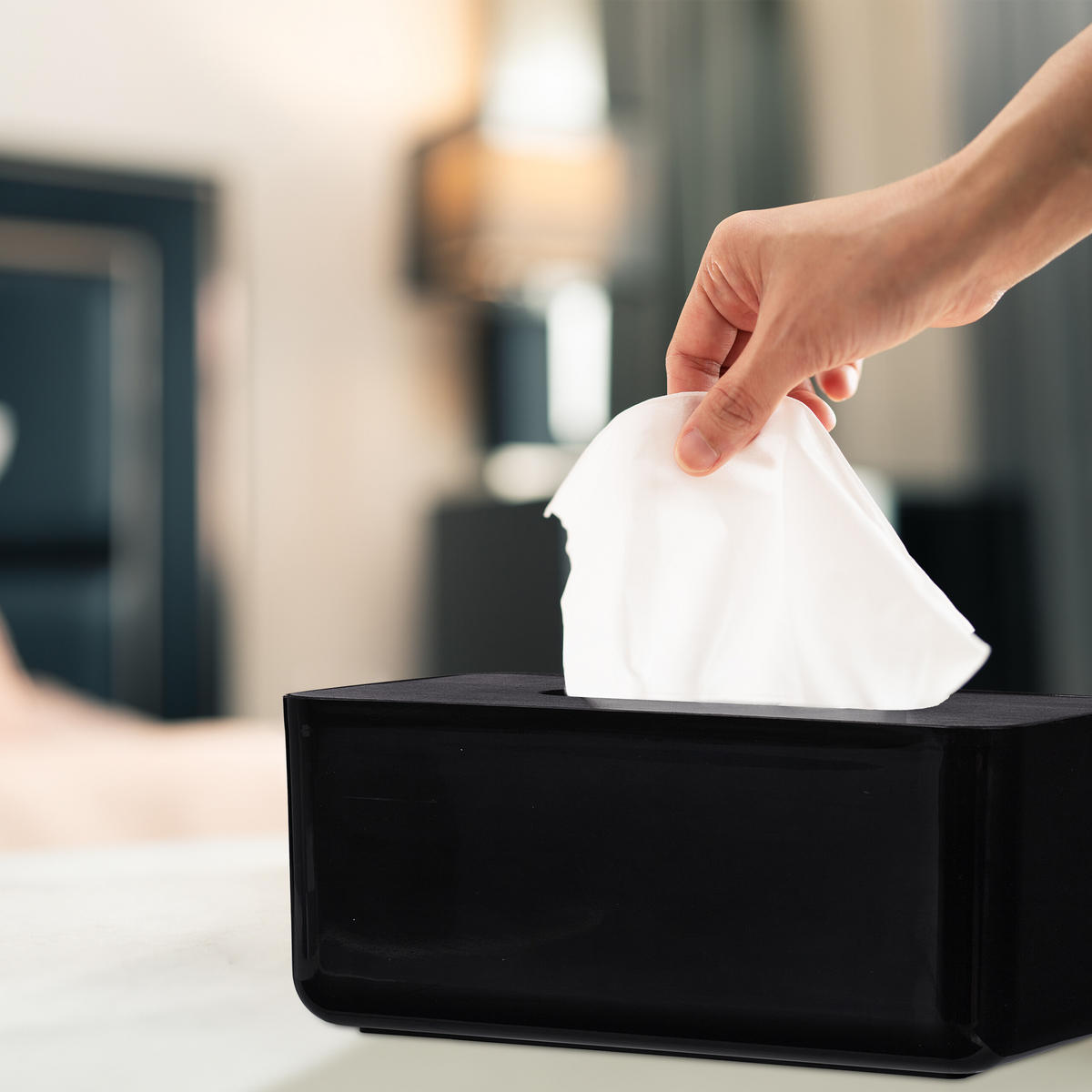 DRŽIAK na vaty - čierna, drevo/plast (13/23/10cm) - Relaxdays