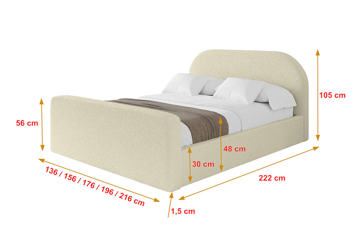 POLSTERBETT mit Bettkasten, Fußteil und Lattenrost, Boxbett mit Matratze H3/H4 - TIVON-Z 180x200 Beige - Taupe, Holzwerkstoff/Textil (180/200cm) - ALTDECOR