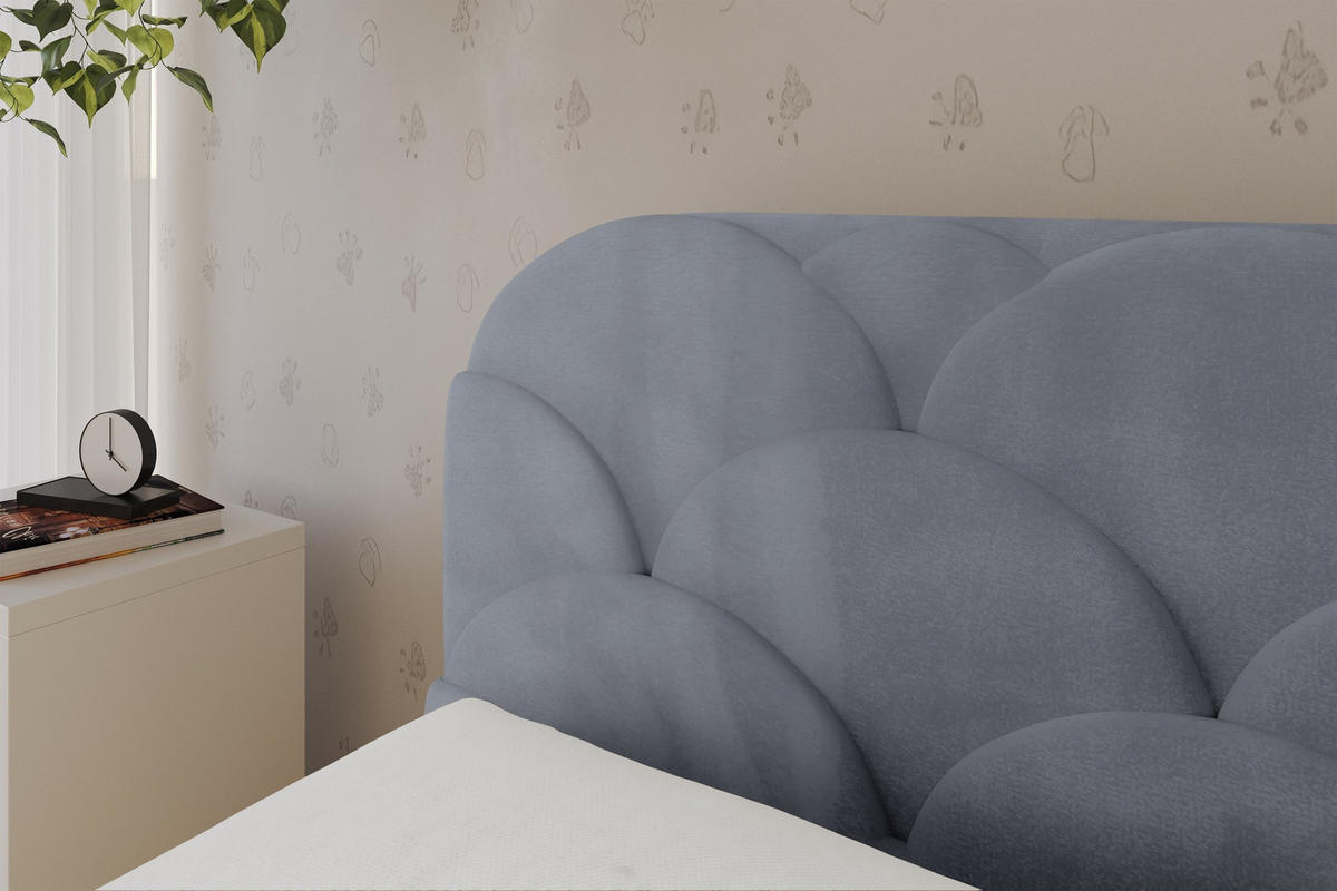 EINZELLBETT Jugendbett mit Bettkasten, Rechts - ELRY 100x200 Grau - Blaugrau, Holzwerkstoff/Textil (100/200cm) - ALTDECOR