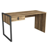 SCHREIBTISCH Lost mit Metallfüße Walnuss - Walnussfarben/Schwarz, Holzwerkstoff/Metall (60/124/76cm) - moebel17