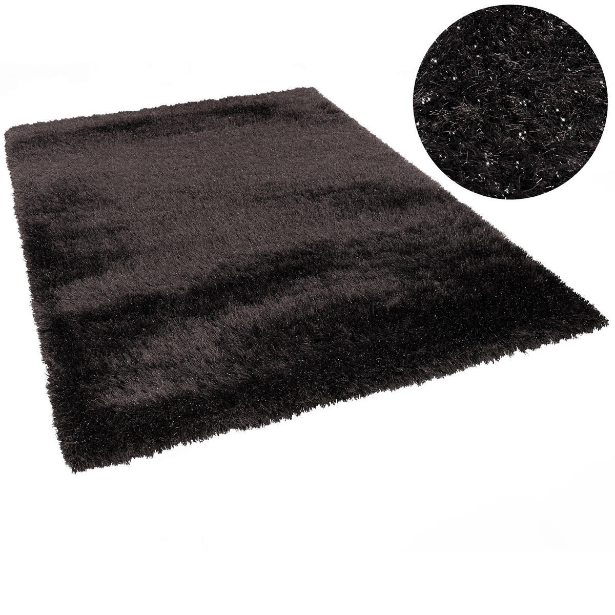 HOCHFLOR LANGFLOR SHAGGY TEPPICH GLOW - Anthrazit, Textil (80/150cm) - Pergamon