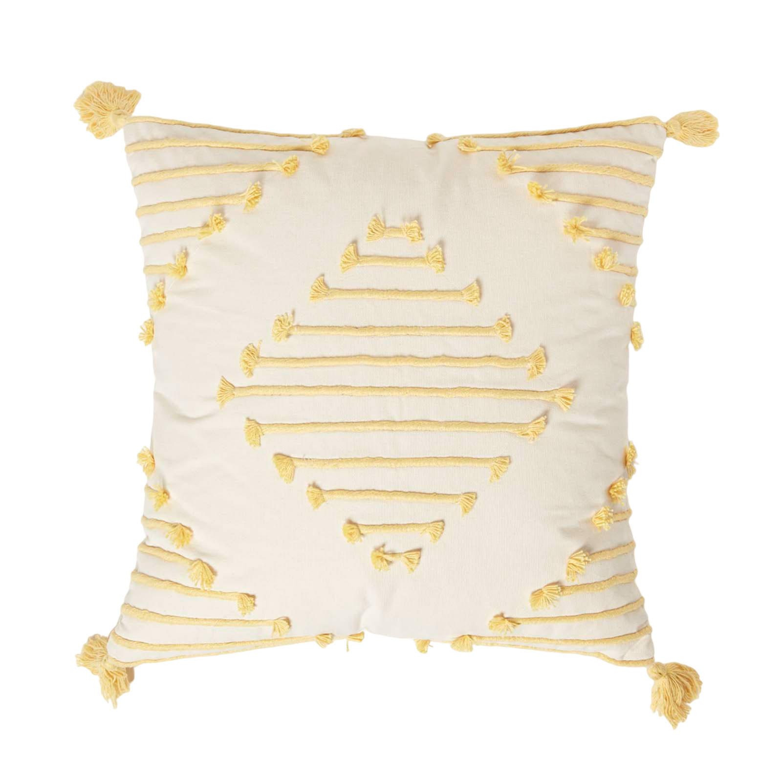 DEKOKISSEN creme 45/45 cm mit Stickerei & Quasten - Creme, Textil (45/45cm) - Homescapes