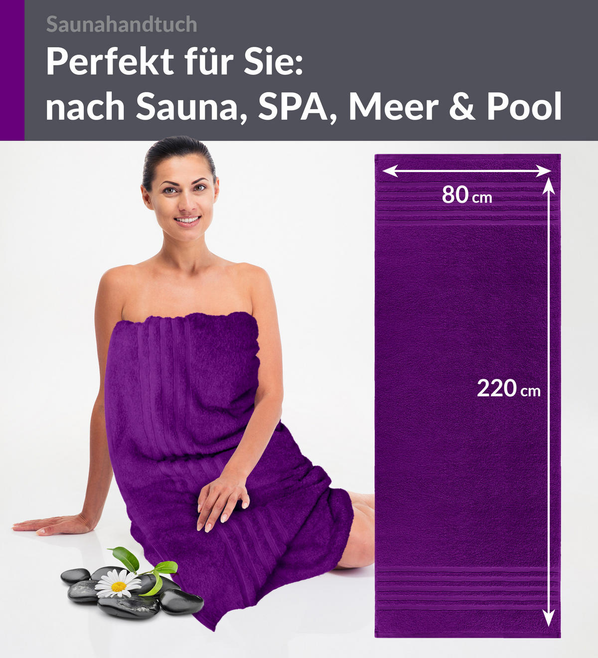 SAUNATUCH London Aubergine Lila 80x220 cm - Aubergine, Textil (80/220cm) - Lashuma