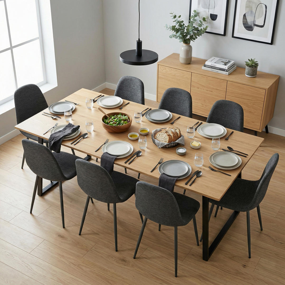 ESSZIMMERSTÜHLE 8er Set Webstoffbezug Grau - Grau, Metall (40.5/85/41.5cm) - Meubles Cosy