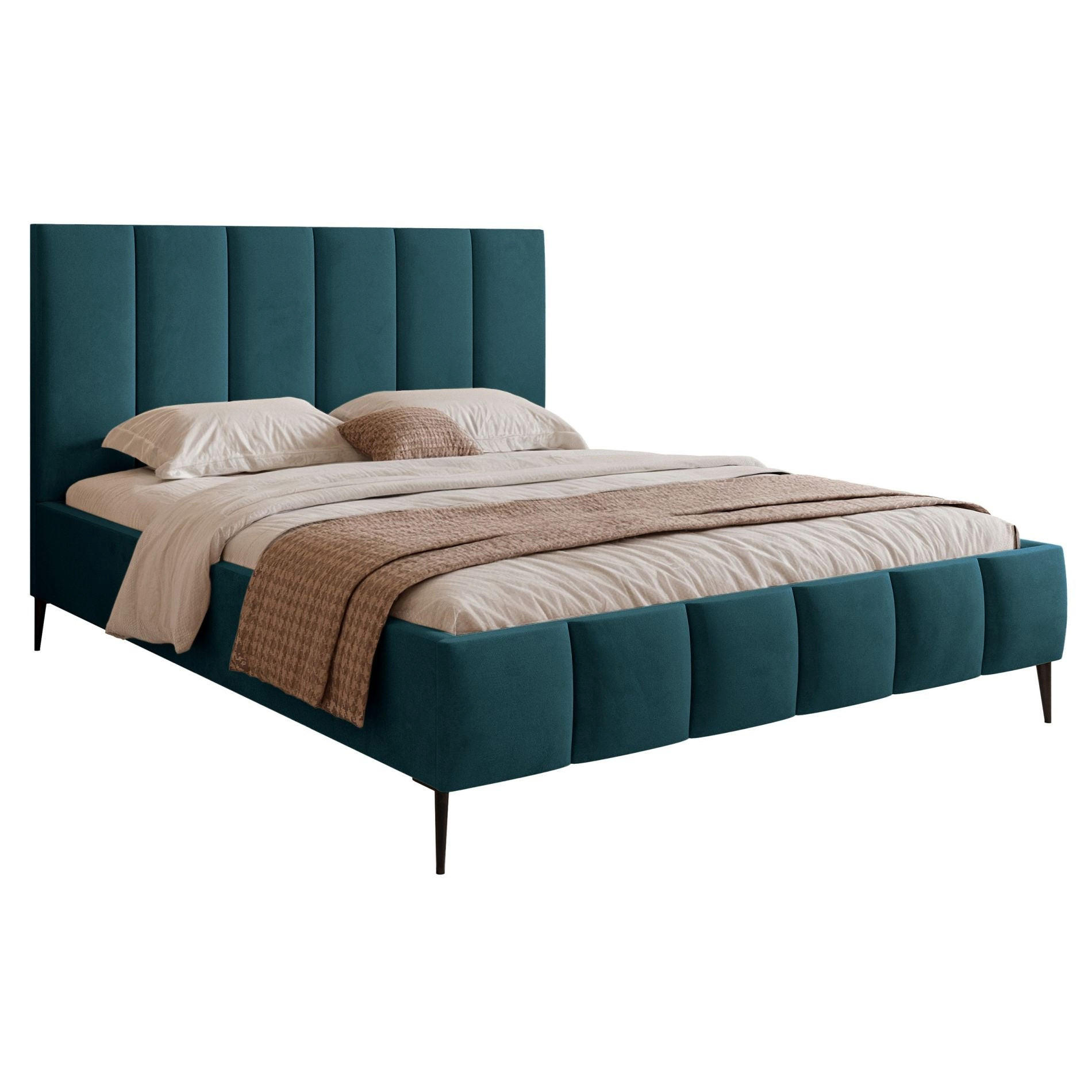 POLSTERBETT Sarafino Türkis Samt 180x200 cm - Türkis/Schwarz, Textil/Metall (180/200cm) - Selsey
