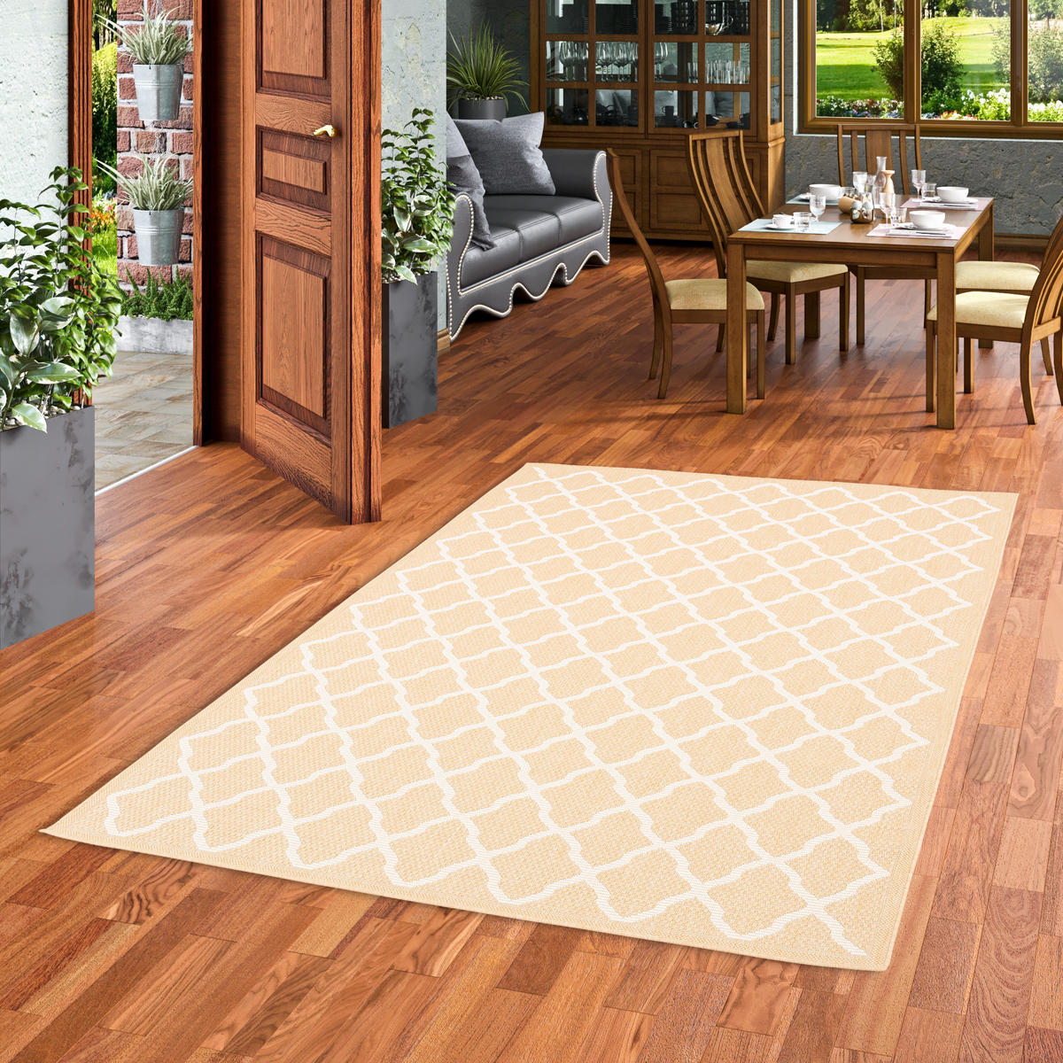 IN & OUTDOOR TEPPICH FLACHGEWEBE VALENCIA MODERN - Honig, Textil (160/230cm) - Pergamon