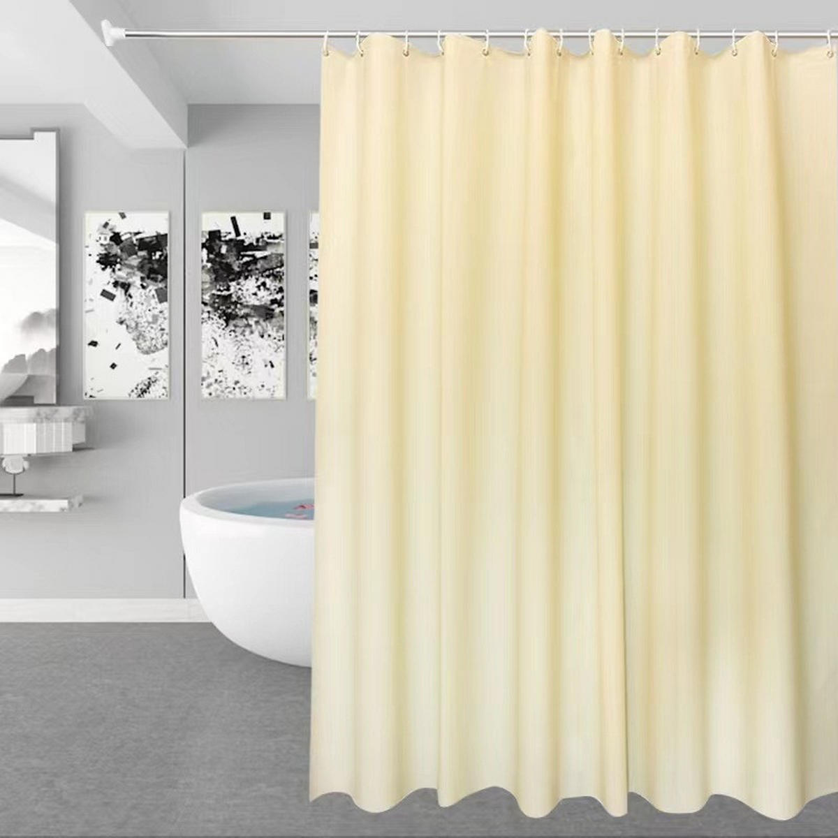 DUSCHVORHANG Beige PEVA modern wasserdicht schimmelresistent mit Haken - Gelb, Kunststoff (180/180cm) - MCBOSON