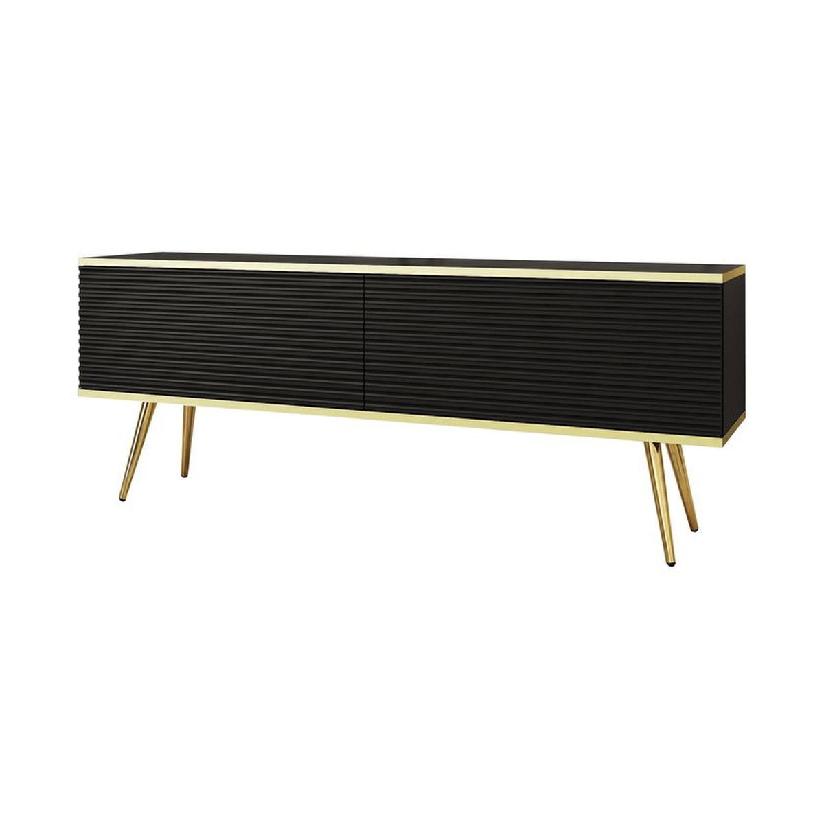 LOWBOARD – 135 cm – Oro Mdf – Mit Füßen – TV-GEN0312 - Schwarz, Holzwerkstoff (135/30/32cm) - hi-markt