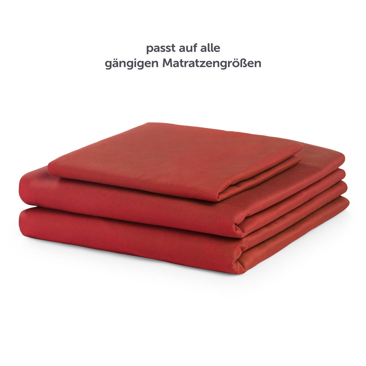 BETTLAKEN 3er Set - Spannbettlaken 90x190x30cm 1X Kissenbezug 50x80cm - Aurora Red - Kirschrot, Textil (90/190cm)