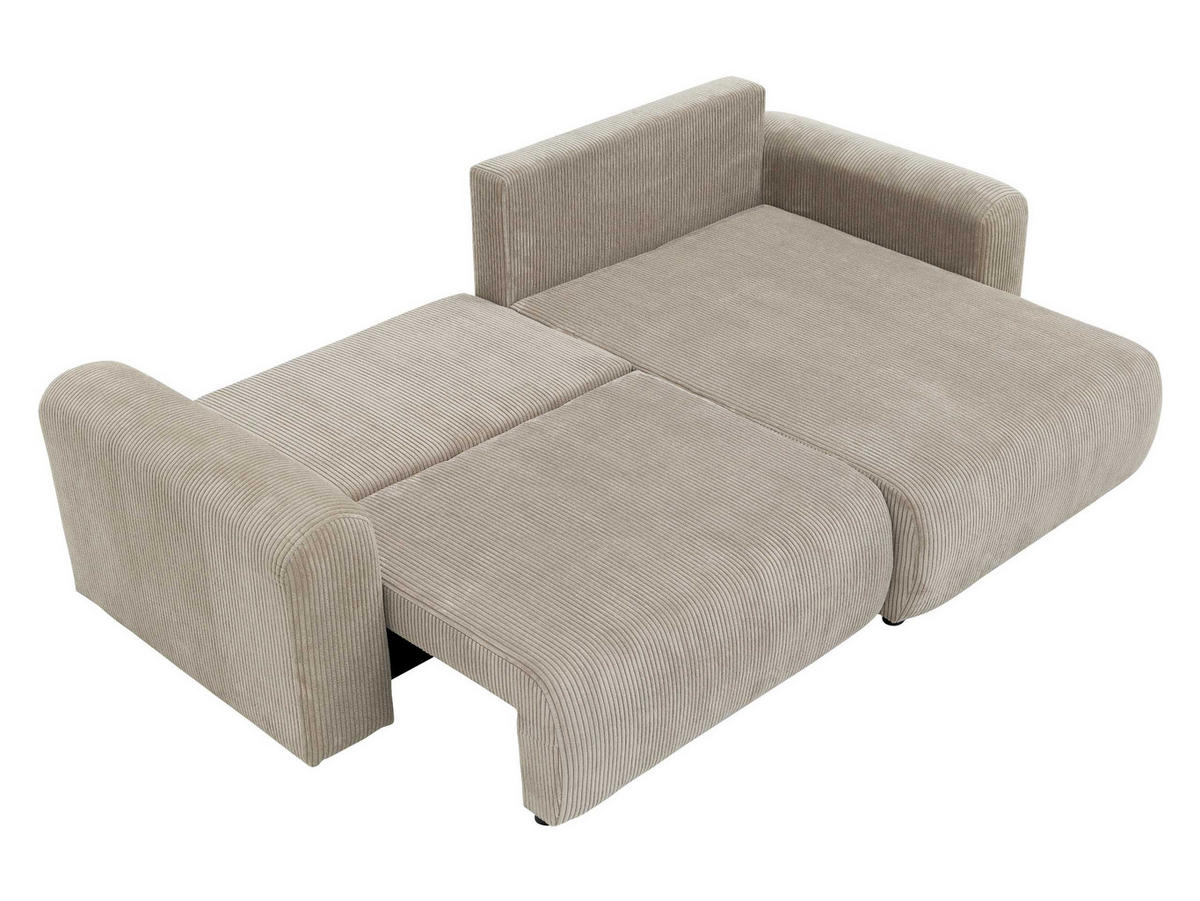 ECKSOFA Floryn L Cord - Beige/Schwarz, Holz/Kunststoff (245/145cm) - MIRJAN24