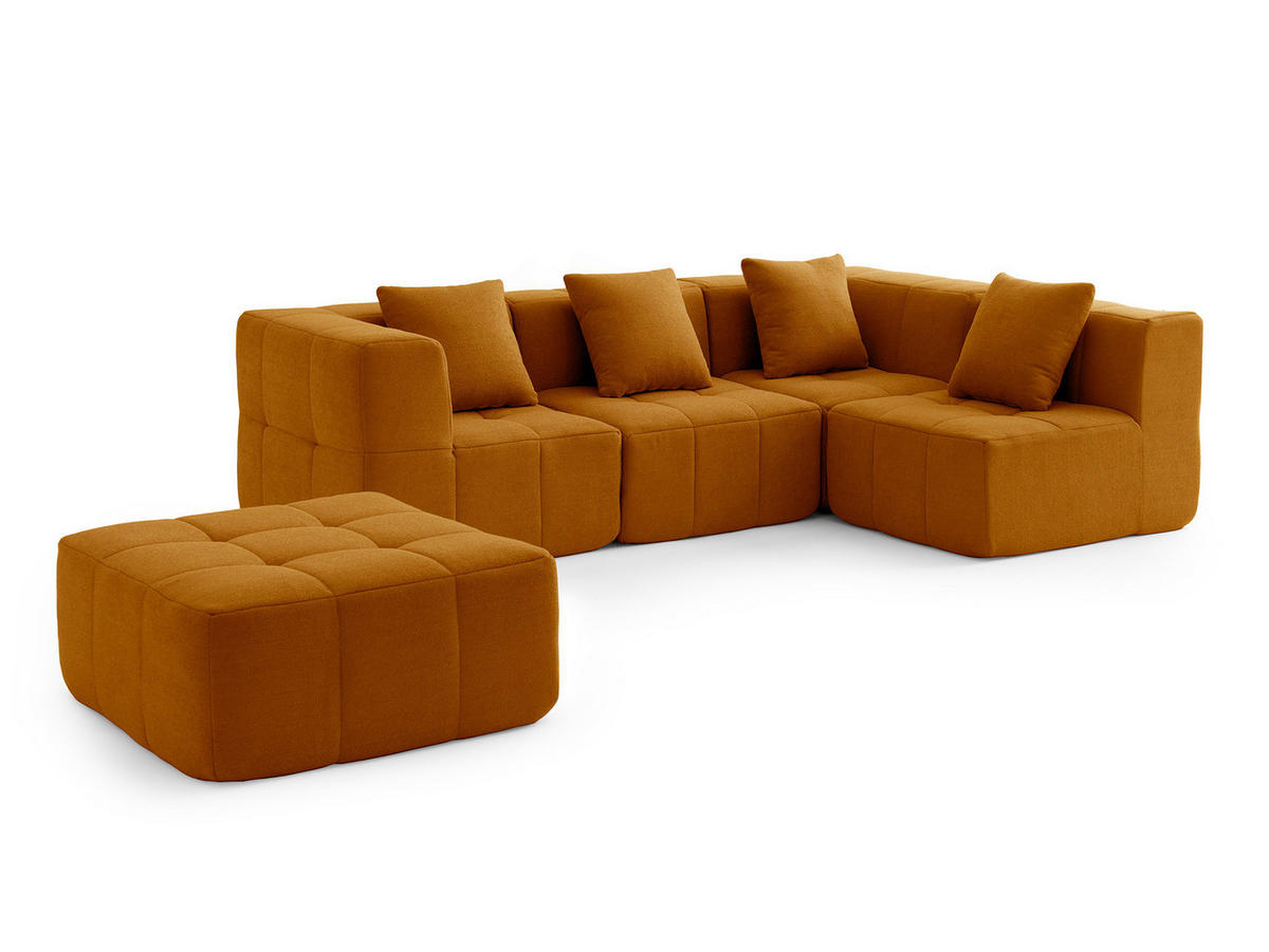 ECKSOFA Bouclé-Stoff Zimtbraun - Hellbraun, Textil (260/190cm) - MILYsofa