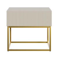 NACHTSCHRANK Veldio Graubeige mit goldenen Metallbeinen 50 cm - Greige/Goldfarben, Holzwerkstoff/Metall (50/44/35.6cm) - Selsey