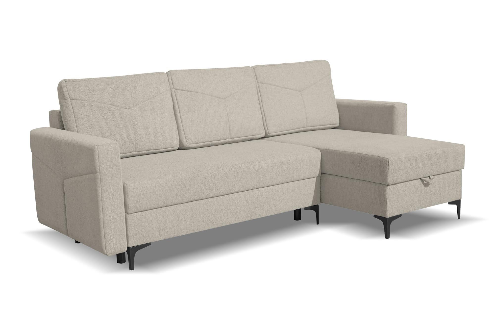 ECKSOFA KAIRO mit Schlaffunktion und Zwei Bettkasten (Beige) - Beige, Textil (230/150cm) - VENASI MÖBEL