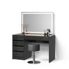 SCHMINKTISCH Imola Schwarz/Gold mit LED-Spiegel und Hocker - Goldfarben/Schwarz, Holzwerkstoff (120/75/55cm) - Livinity®