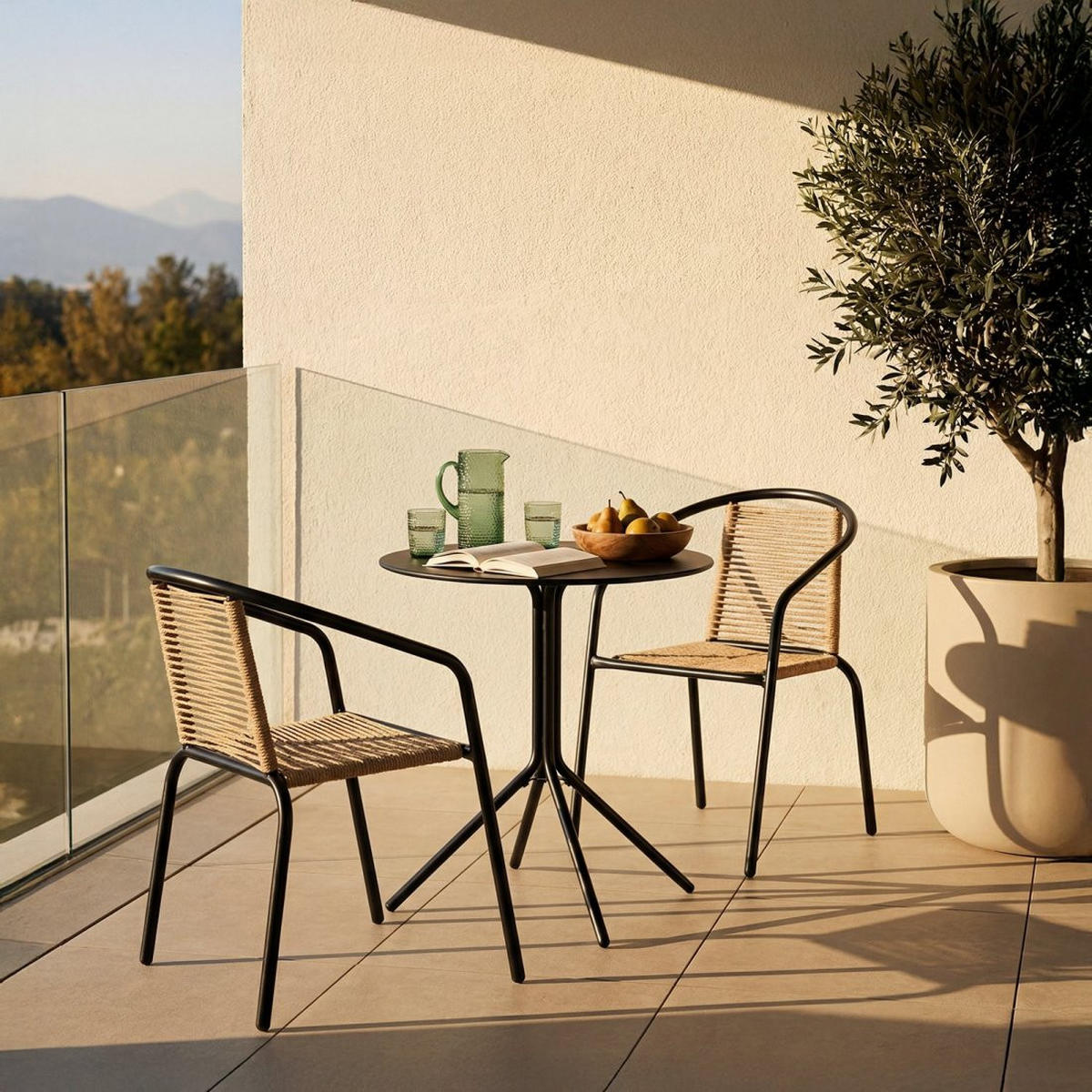 GARTENTISCH Kasem Schwarz 60 cm x 71 cm - Schwarz, Metall (60/60/71cm) - Klast Home