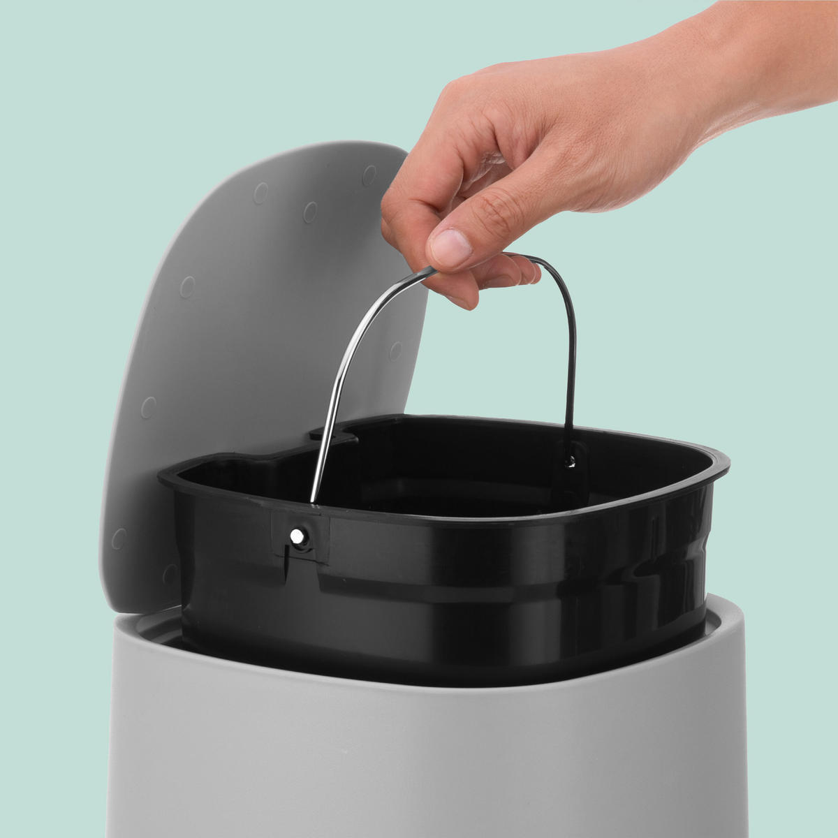 BAD-MÜLLEIMER - Grau, Kunststoff/Metall (21.5/25/21.5cm) - Relaxdays