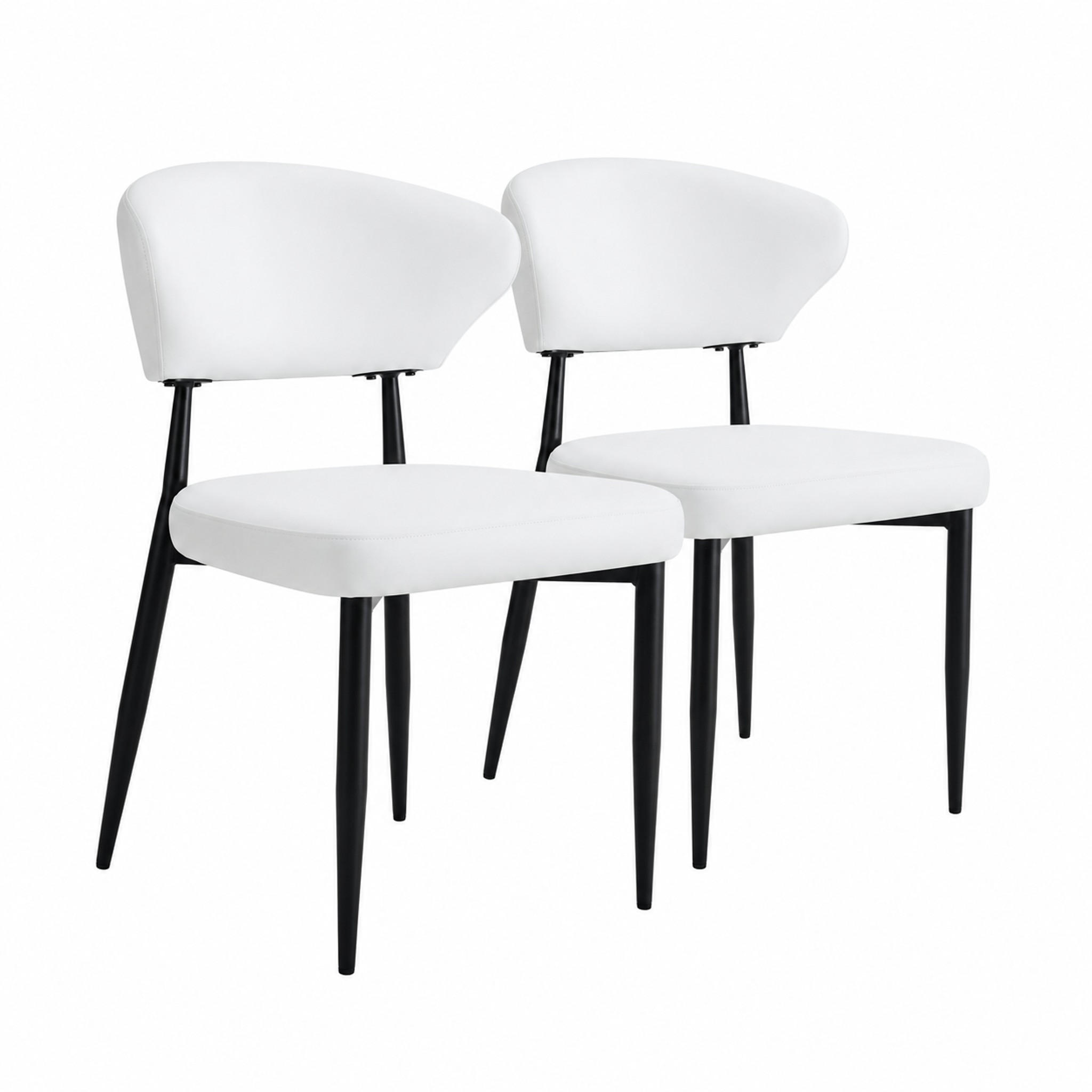 ESSZIMMERSTUHL 2er-Set PU-Leder Weiß mit Metallbeinen Schwarz - Schwarz, Metall (45/80/50cm) - Meubliv