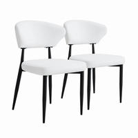ESSZIMMERSTUHL 2er-Set PU-Leder Weiß mit Metallbeinen Schwarz - Schwarz, Metall (45/80/50cm) - Meubliv