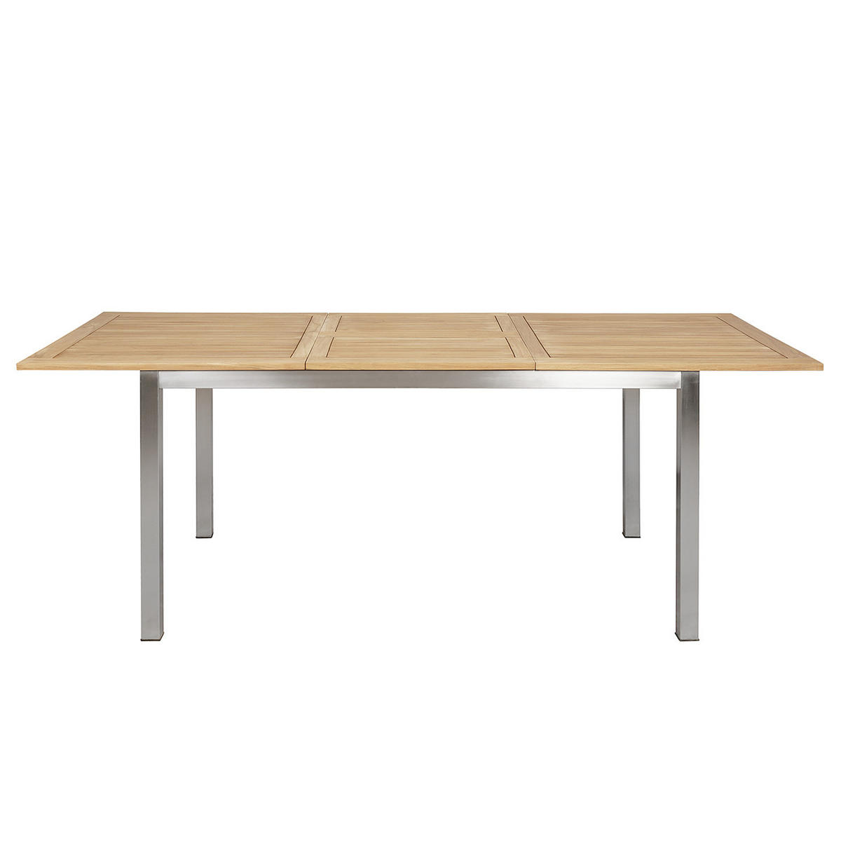 GARTENTISCH - Teak massiv / Edelstahl - Ausziehfunktion - Silberfarben/Braun, Holz/Metall (90/150/75cm) - home24