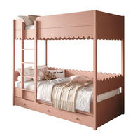 ETAGENBETT BABUSHKA – Etagenbett 90x200 cm, mit zwei Matratze, Natürlich Rosa - Rosa, Holzwerkstoff - Lookway