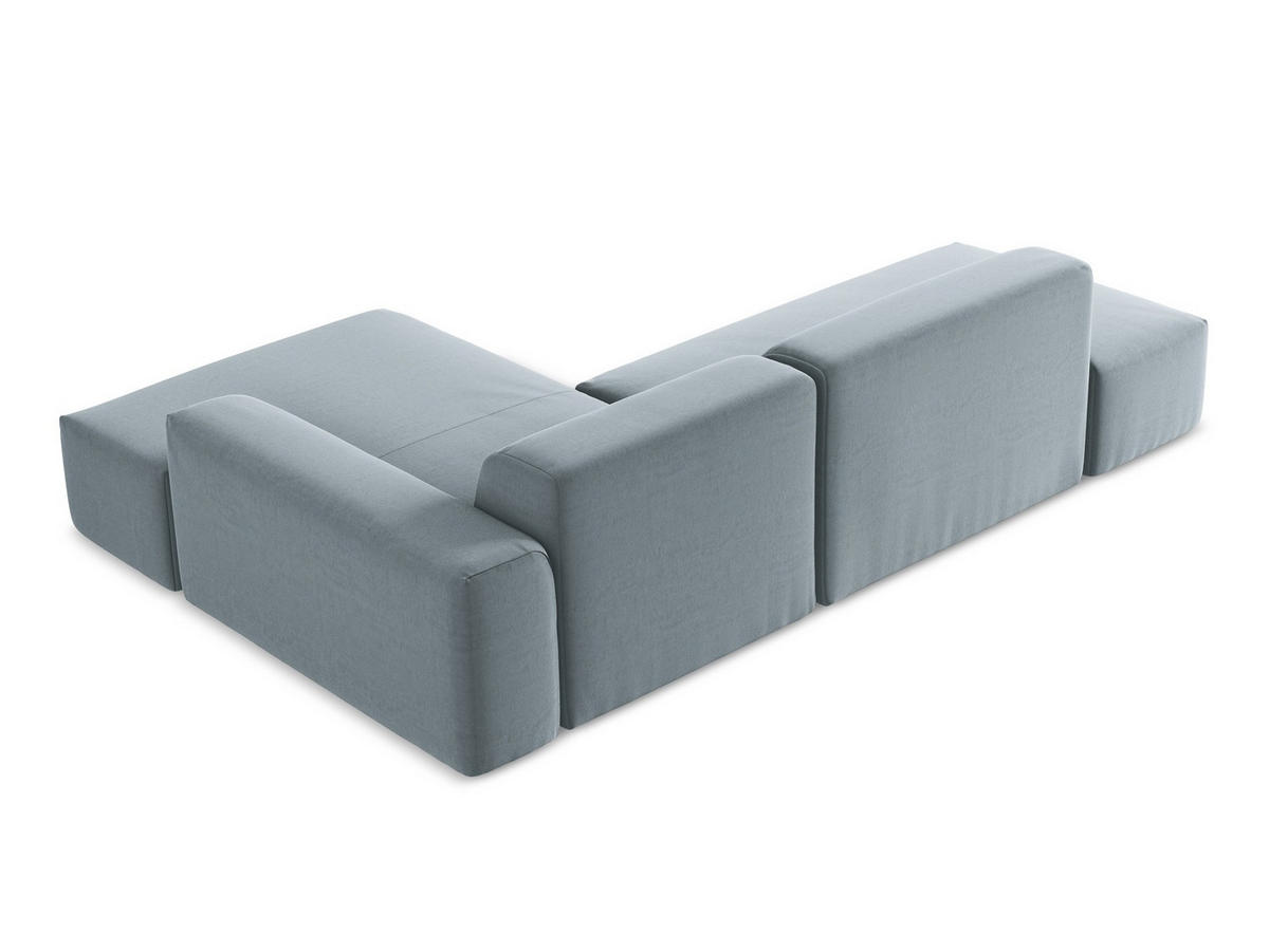 POUF Samt Stoff Grau - Silberfarben/Schwarz, Holzwerkstoff/Kunststoff (75/37/75cm) - Makamii