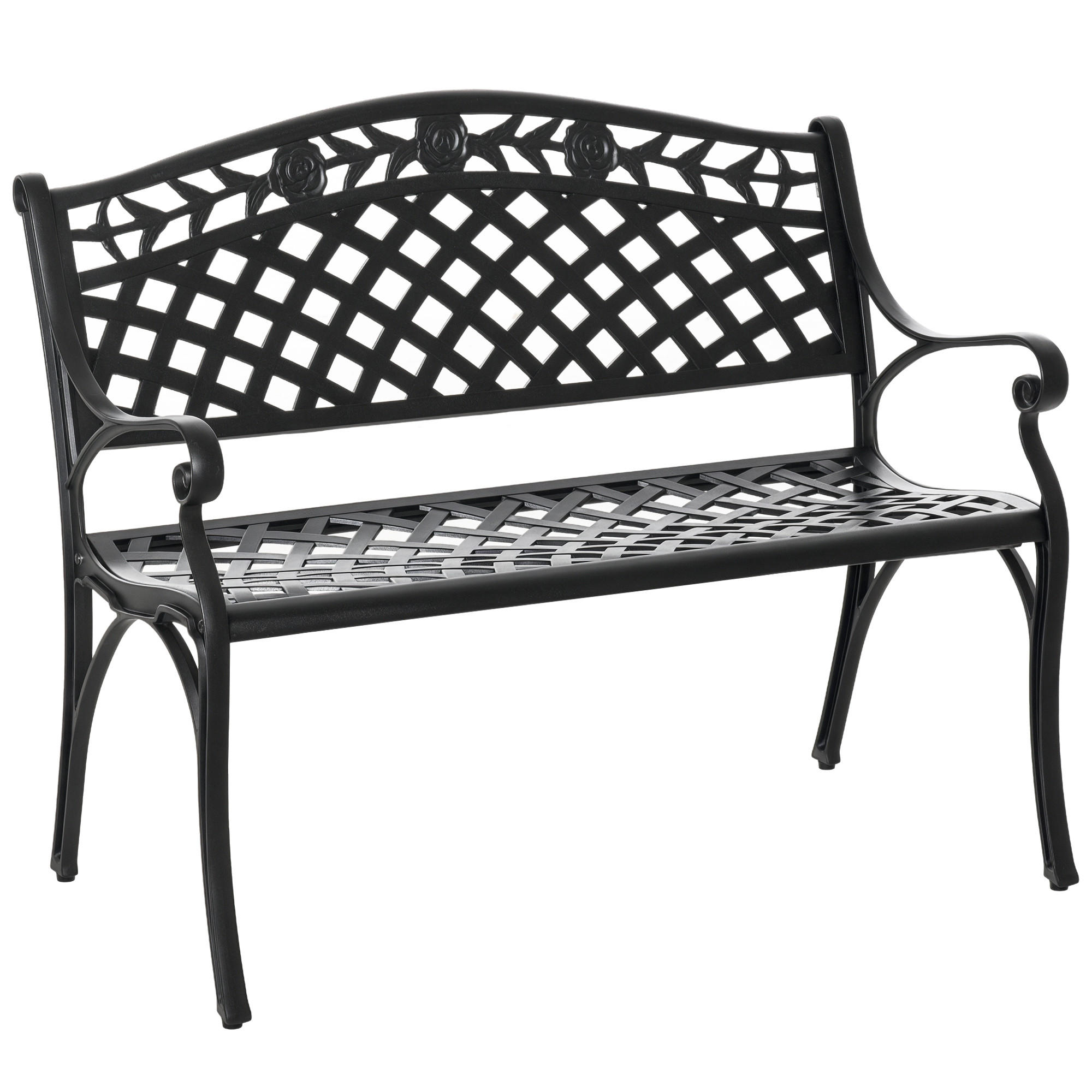 GARTENBANK,2-SITZER Alu Metall Armlehnen Landhausstil,schwarz - Schwarz, Metall (102.5/84/61cm) - Vallsero