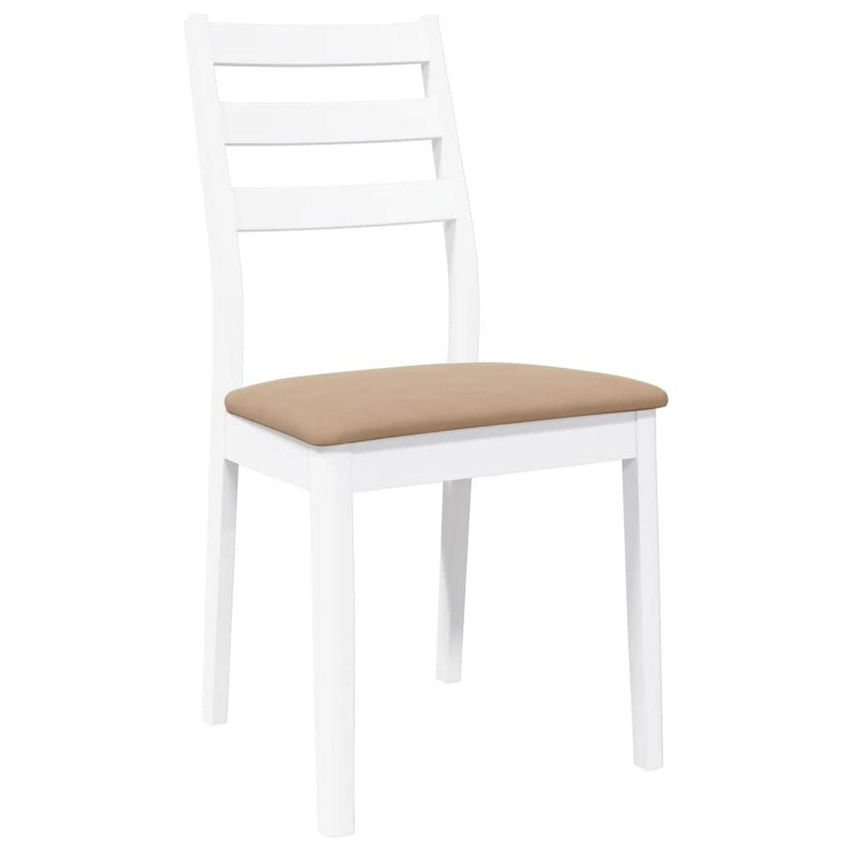 ESSZIMMERSTÜHLE mit Kissen 2 Stk. Weiß Massivholz Gummibaum 48.5*49*90cm - Weiß/Braun, Holz (48.5/90/49cm) - ZMH