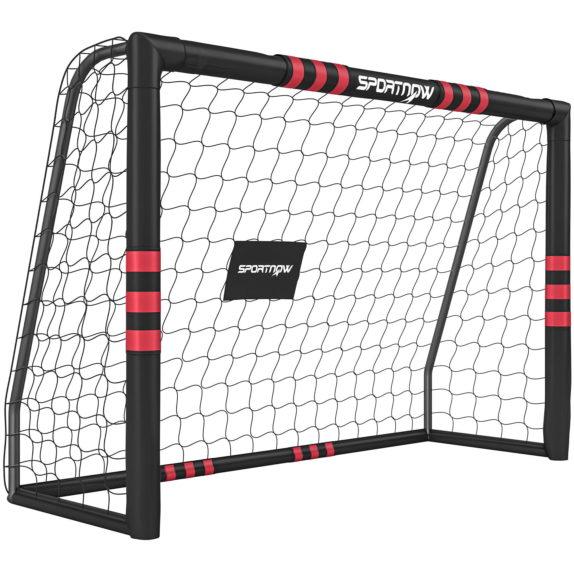 FUSSBALLTOR Metall PE Schwarz Rot - Schwarz, Metall (60/180cm) - SPORTNOW