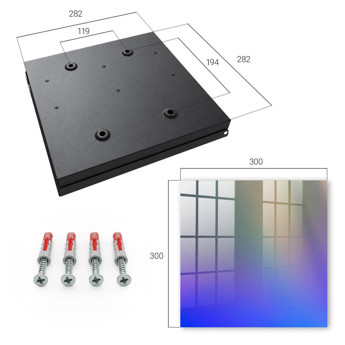 SCHLÜSSELBOX Schwarz 30x30 cm- Türöffnung nach rechts - Farbenfrohe Harmonie - Blau, Metall (30/30/5cm) - TULUP