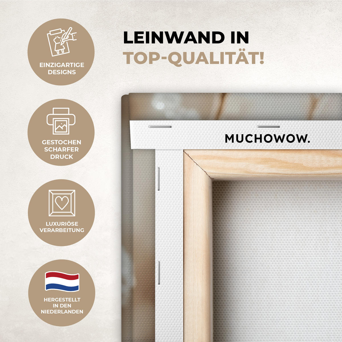 LEINWANDBILD Blumen - Winter - Weiß - Schnee - Beige 60x80 cm - Creme, Textil (60/80cm) - MuchoWow