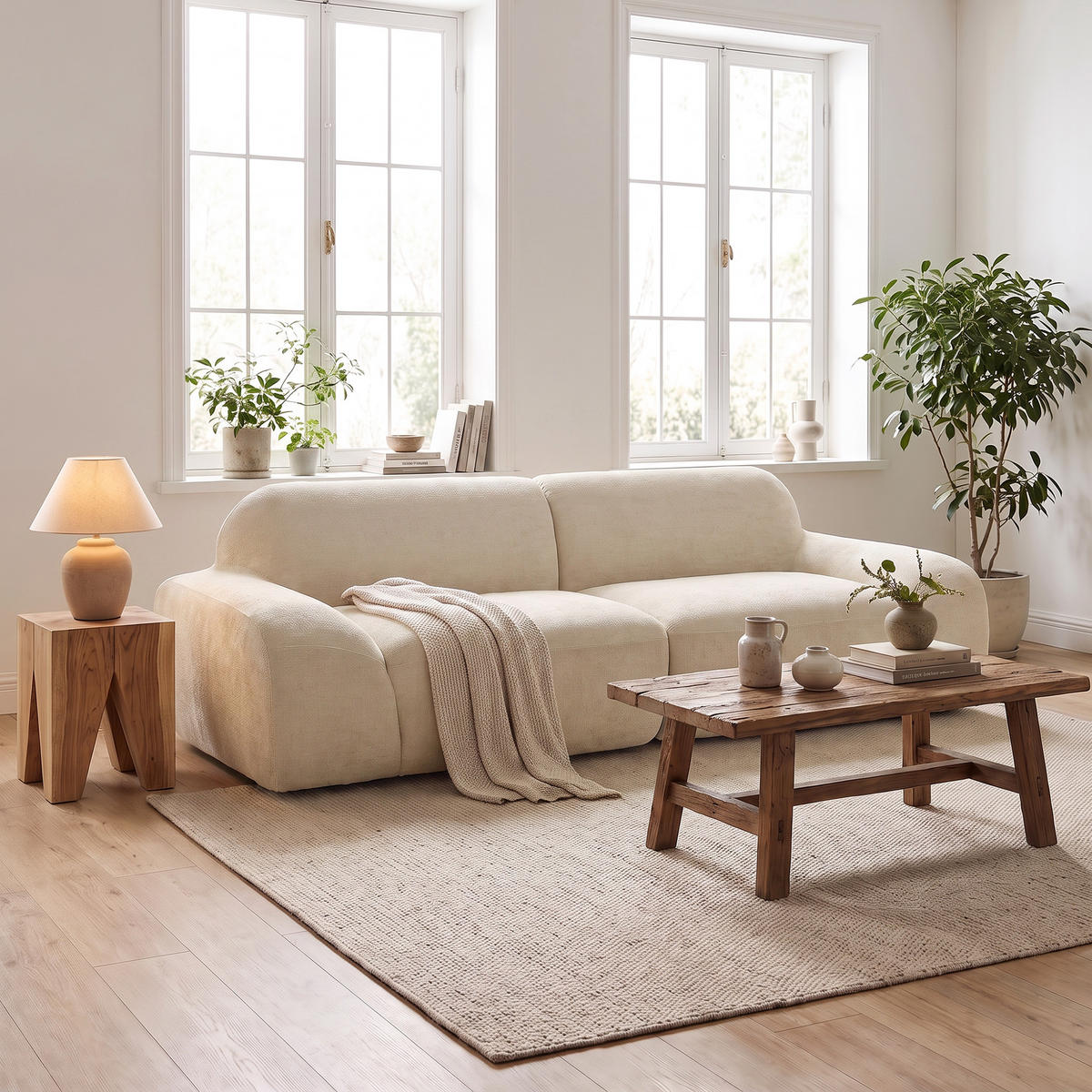2-SITZER Sofa Creme 244.0/95.0/70.0 cm - Creme, Textil (95/70/244cm)