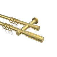 GARDINENSTANGEN-SET Platon Mavell 160 cm, 2-läufig, 20 mm Ø Messing-Optik - Messingfarben/Goldfarben, Metall (160cm) - INTERDECO