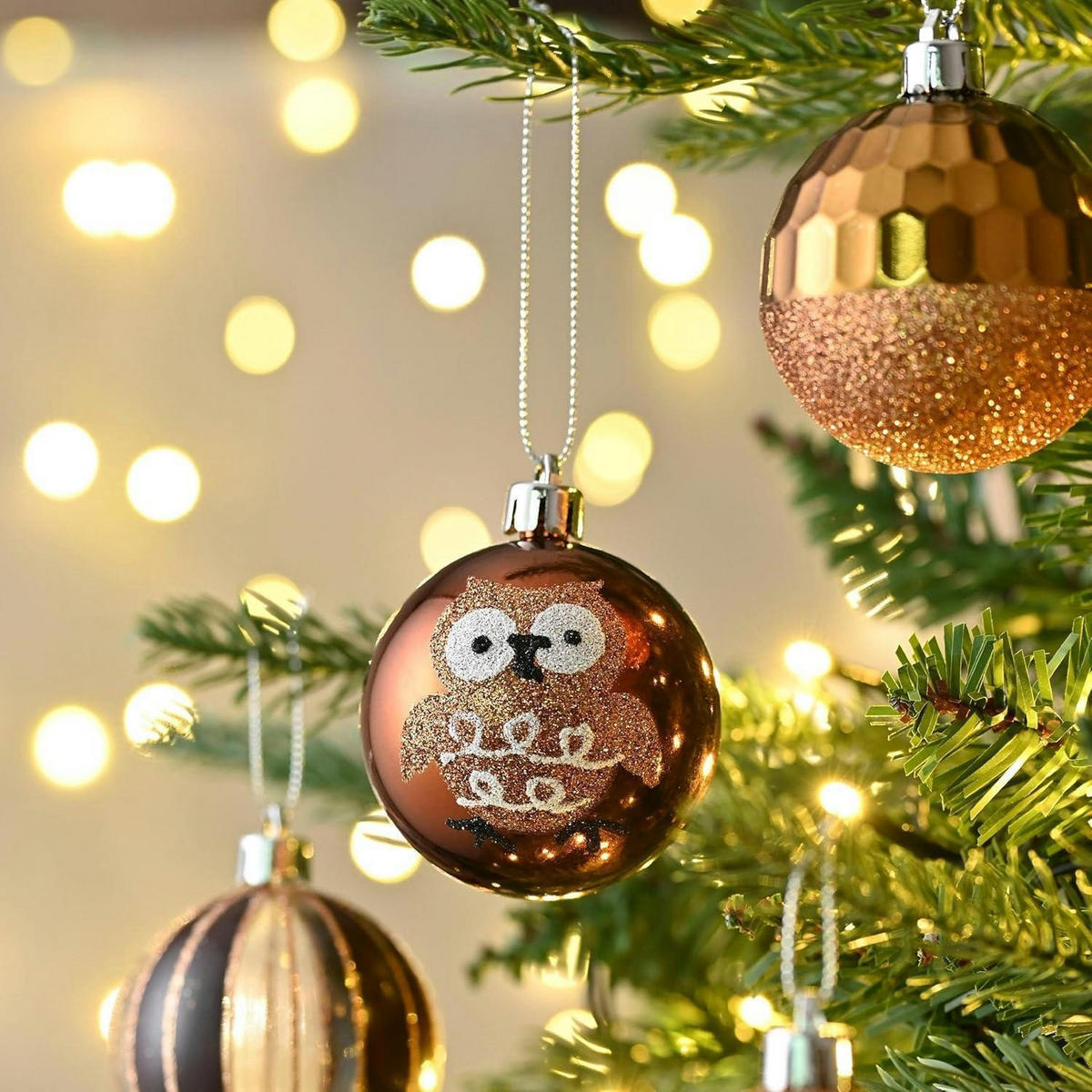 WEIHNACHTSKUGELN 16-teiliges Set 6 cm Bronze/Goldfarben - Multicolor, Kunststoff (6/6/6cm)