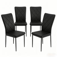 ESSSTUHL 4er-Set mit hoher Rückenlehne Kunstleder Schwarz - Schwarz, Metall (42.5/94.5/40.1cm) - Meubliv