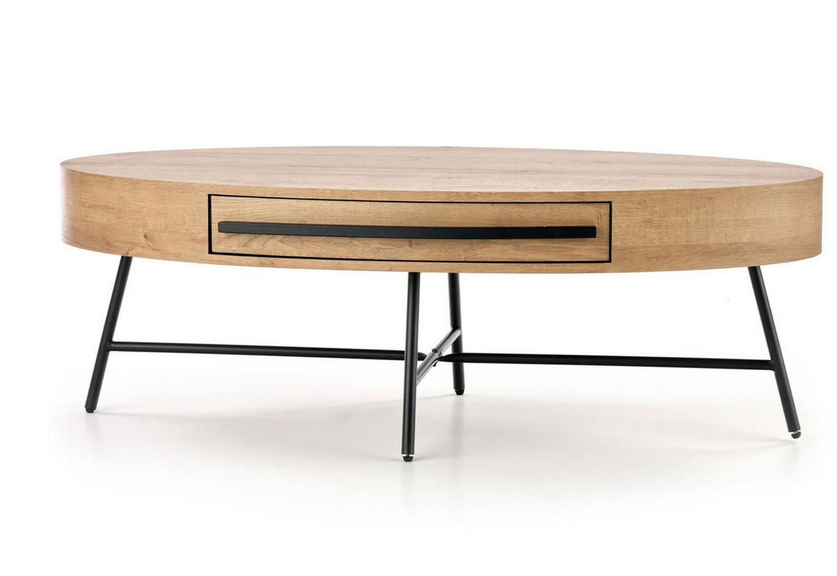 COUCHTISCH Carolina Eiche Gold / Schwarz 120 / 60 / 41cm - Eichefarben/Schwarz, Holz/Holzwerkstoff (41/120/60cm) - Feldmann-Wohnen
